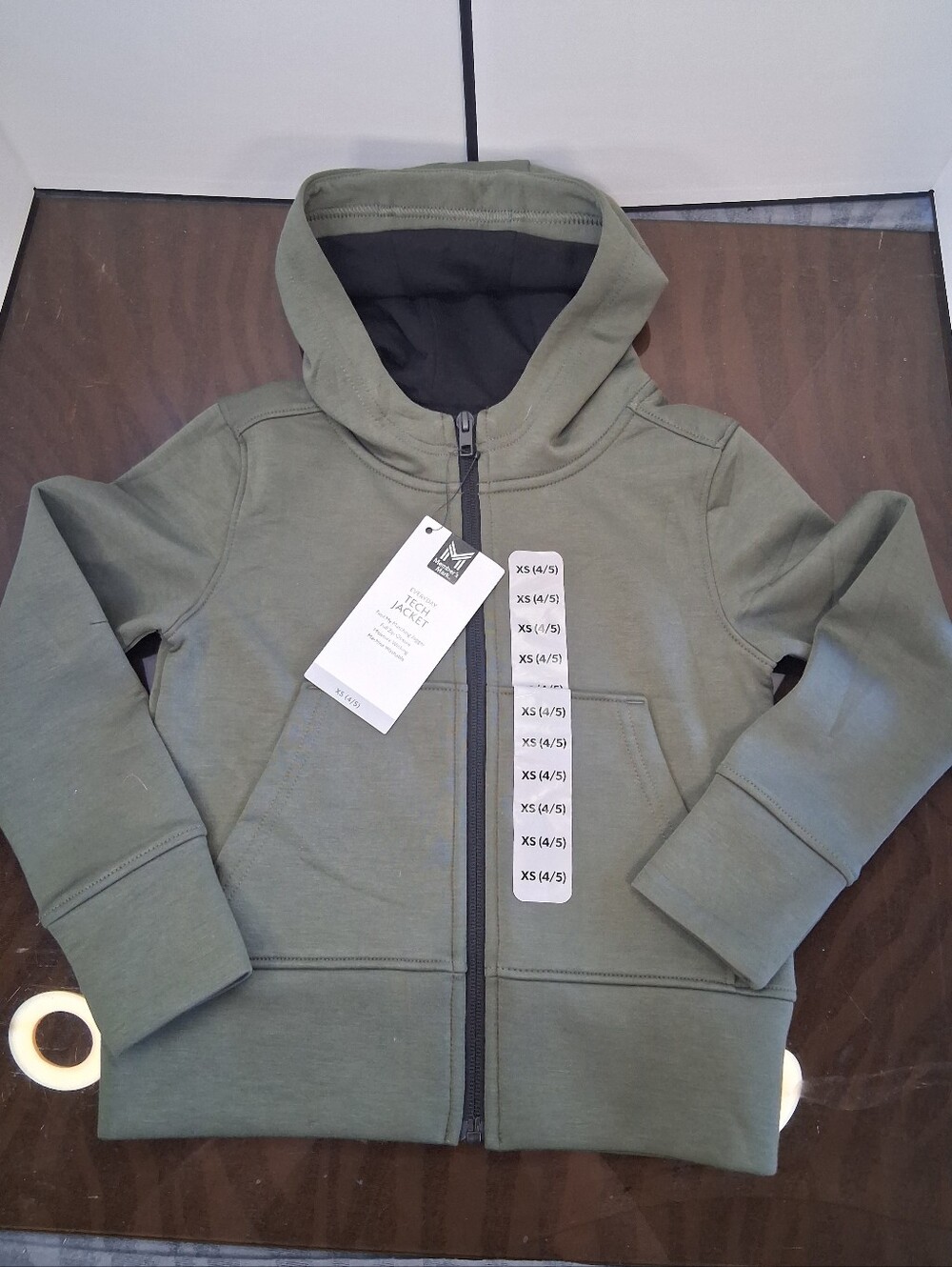 Kids Olive Green Zip Hoodie with Hood